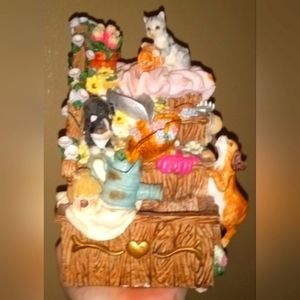 Vintage statue waterfall musical cat thing